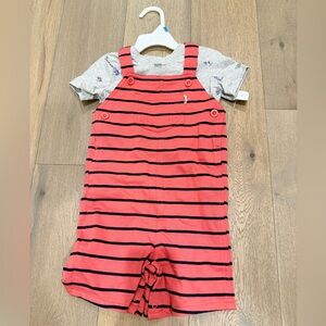 NWT Carter’s Striped Red and Black Kids Overalls with shirt
